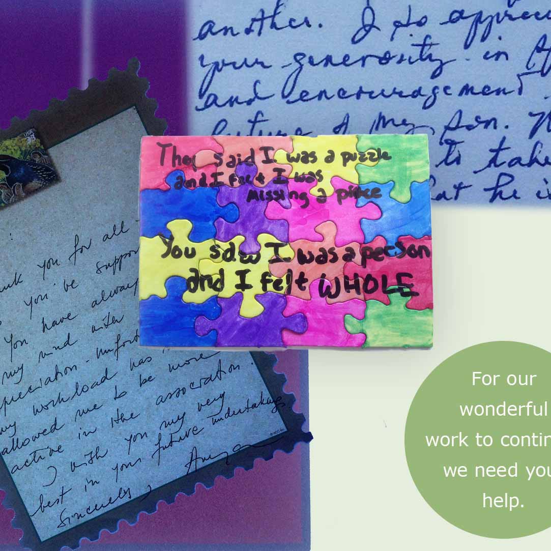 hand written thank you note to AANE
