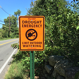 Drought emergency road sign 