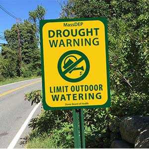 Drought warning road sign 